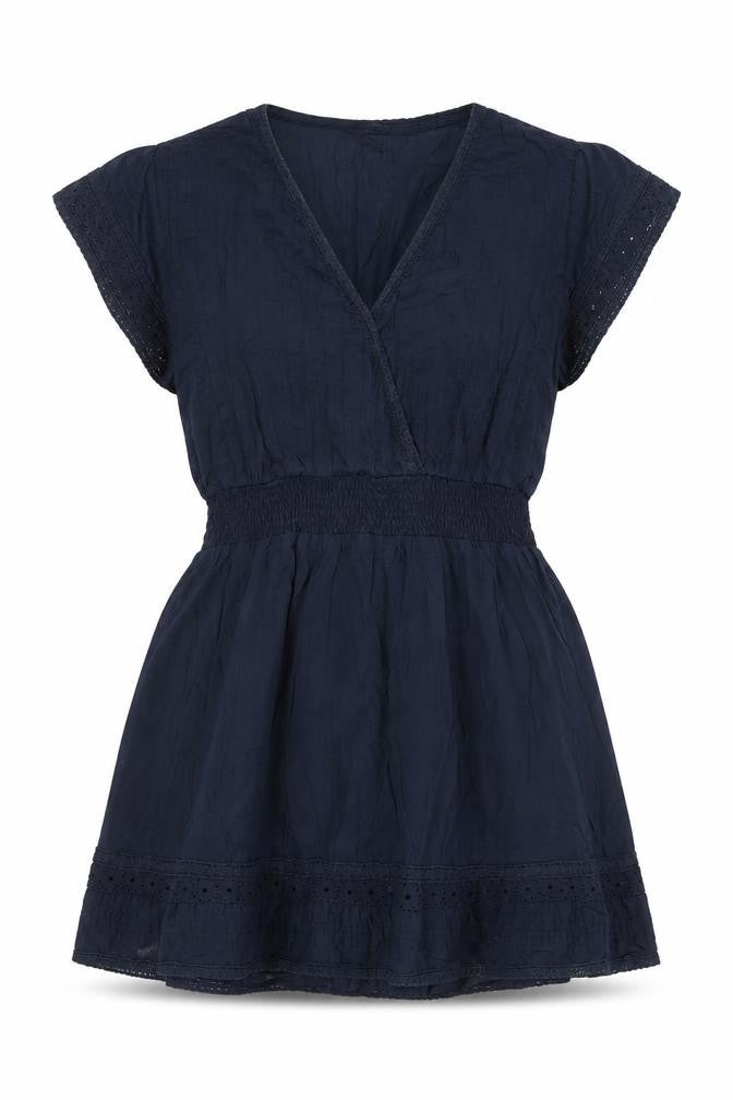 Pepe Jeans Women Blue L Short A-Line V-Neck Summer Dress