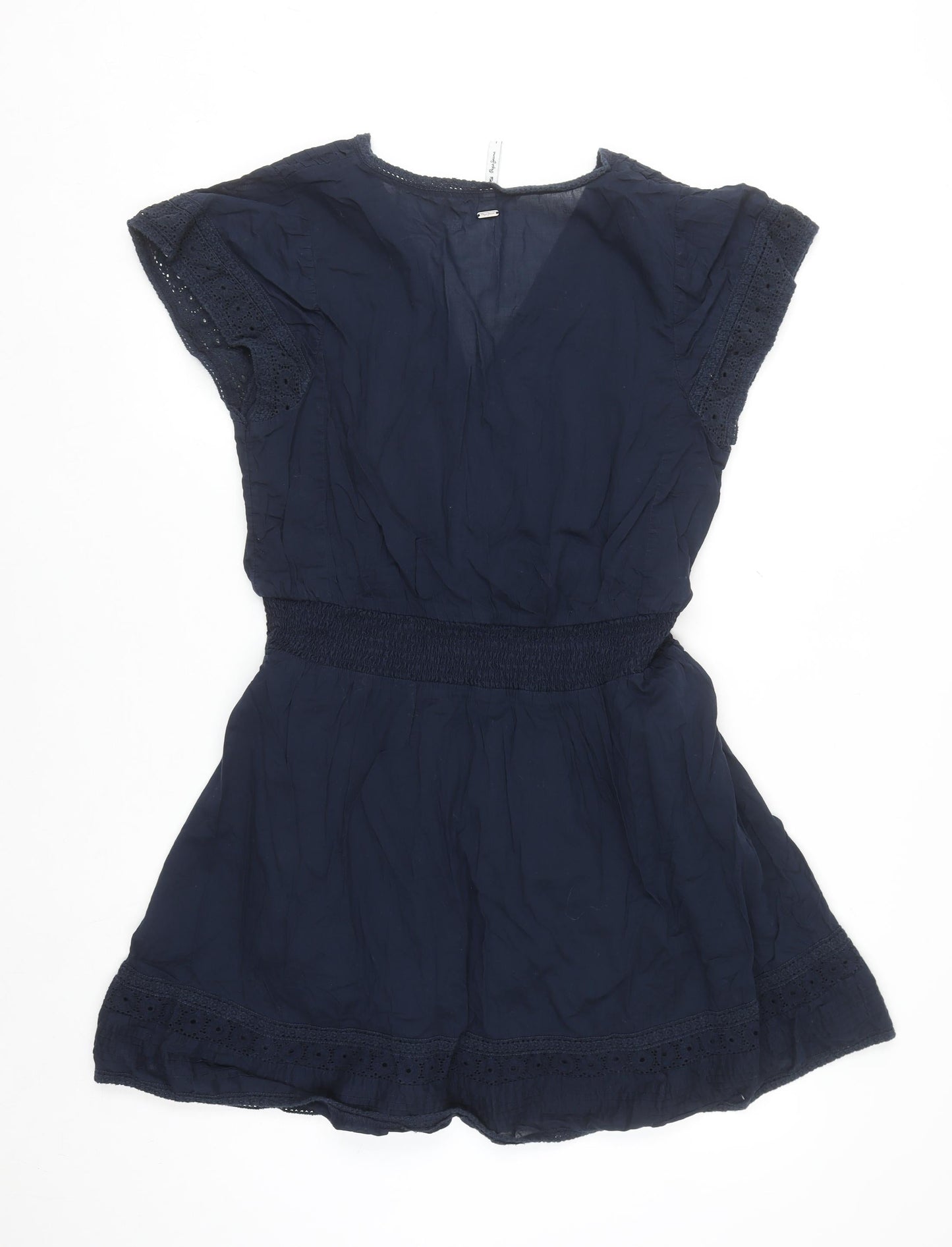 Pepe Jeans Women Blue L Short A-Line V-Neck Summer Dress