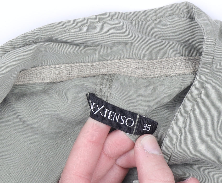 Nextenso Women Khaki Green Size 8 Sleeveless Button-Up Playsuit