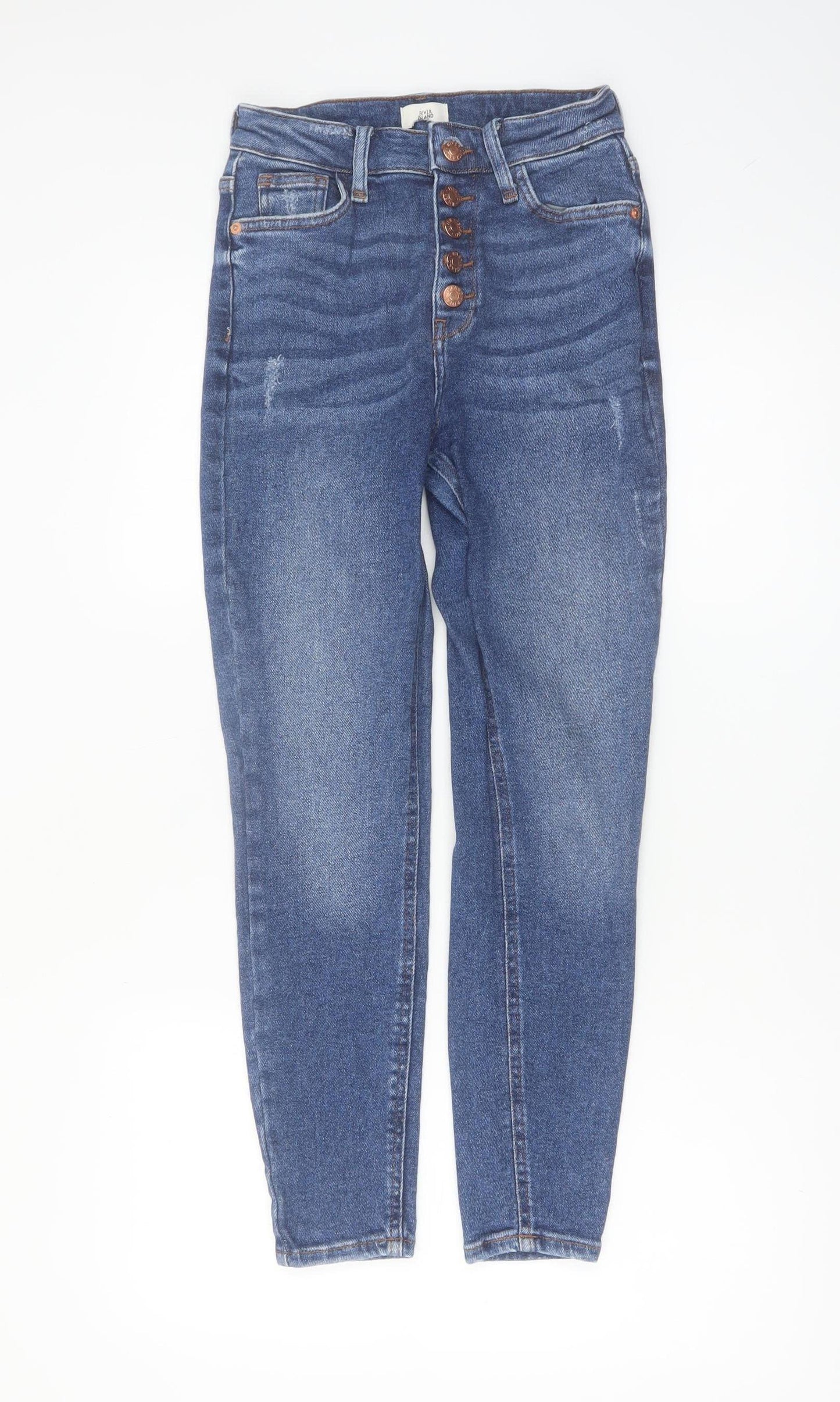 River Island Women’s Blue High Rise Skinny Jeans UK 8S