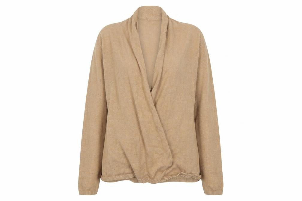 Dunnes Women’s Beige Knit Cardigan M Viscose Blend Long Sleeve