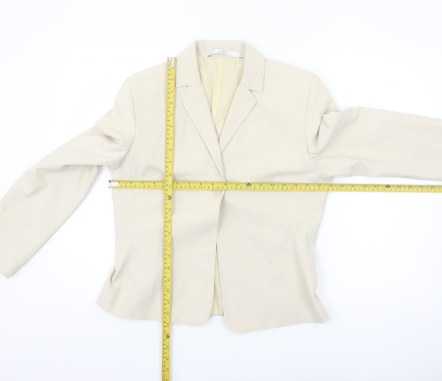 Marks and Spencer Women Beige Single-Breasted Suit Jacket UK 12