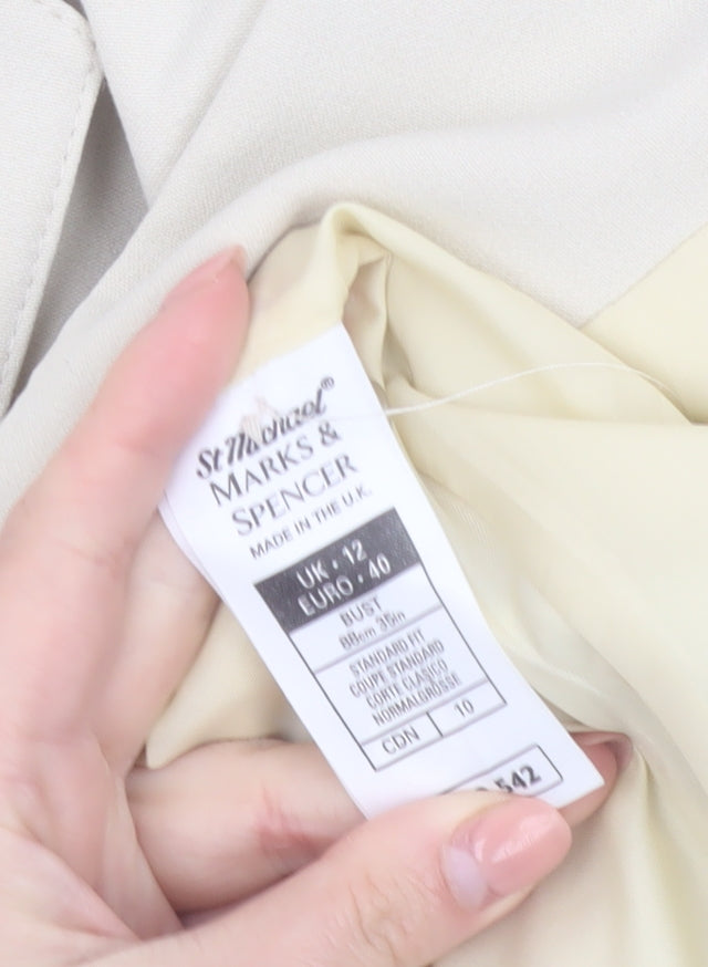 Marks and Spencer Women Beige Single-Breasted Suit Jacket UK 12