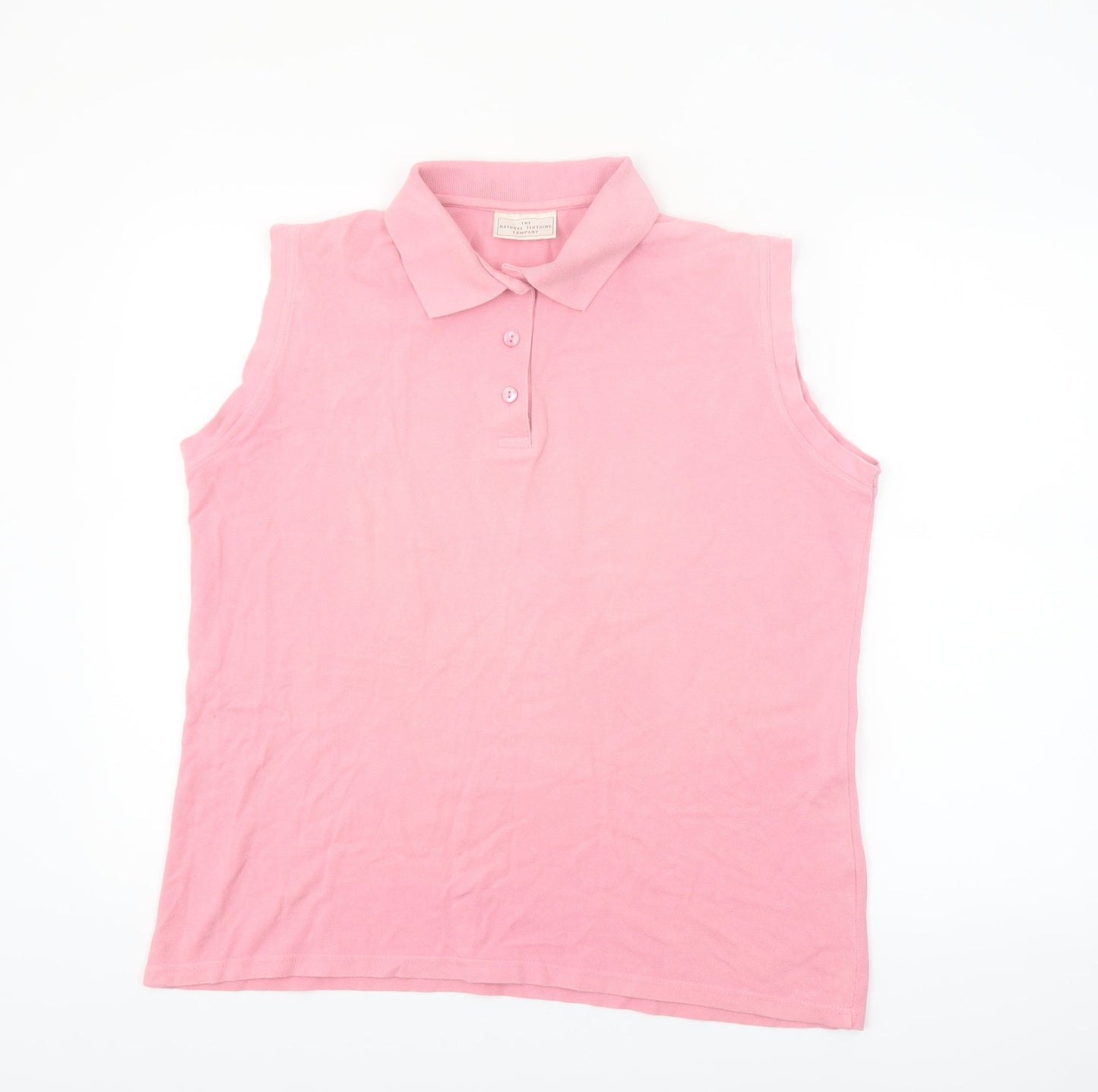 The Natural Clothing Company Women's Pink Sleeveless Cotton Polo Shirt Size L