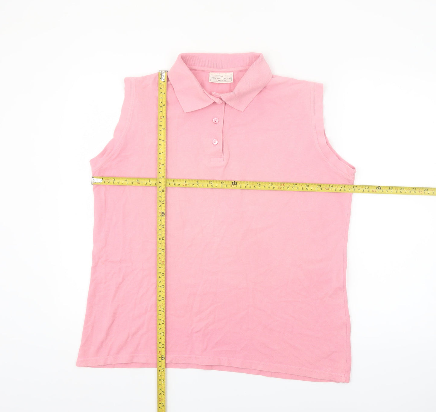 The Natural Clothing Company Women's Pink Sleeveless Cotton Polo Shirt Size L