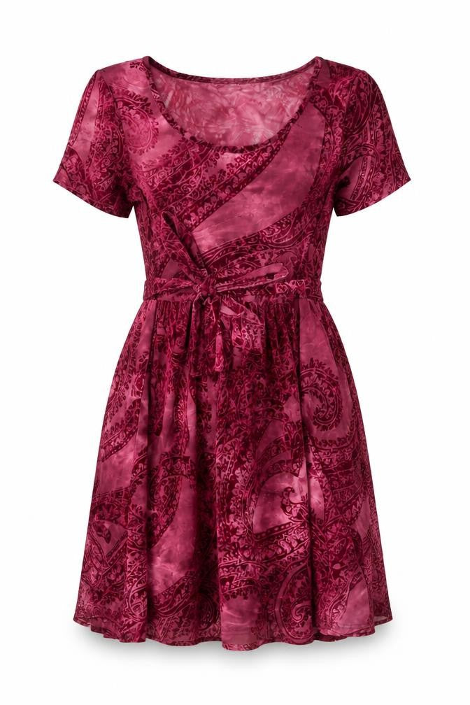 MINKPINK Women Red Paisley Fit & Flare Velvet Dress XS