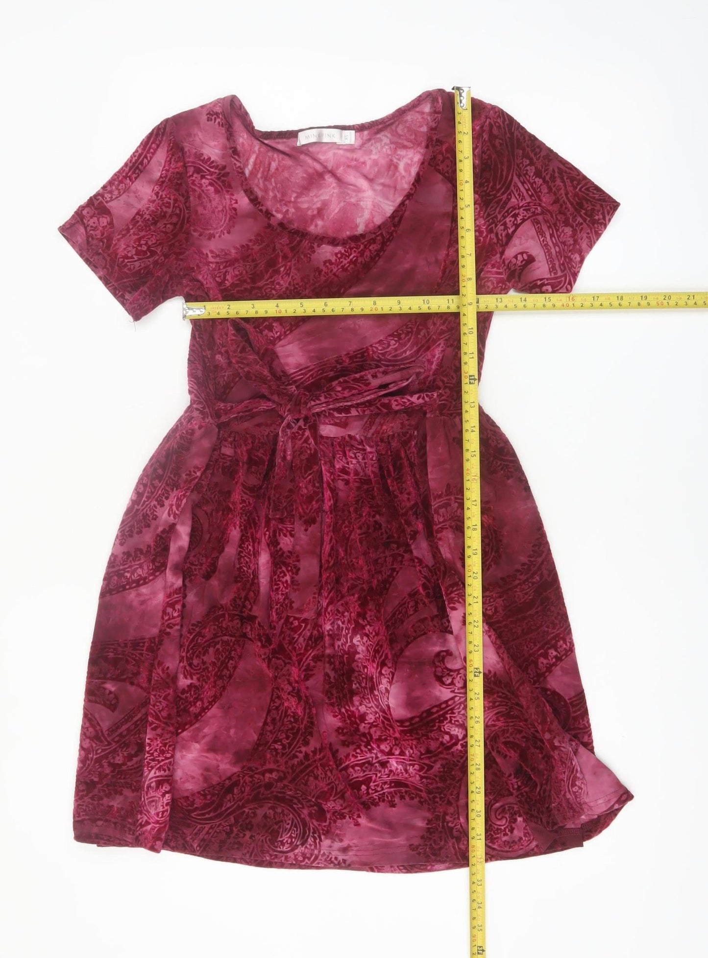 MINKPINK Women Red Paisley Fit & Flare Velvet Dress XS