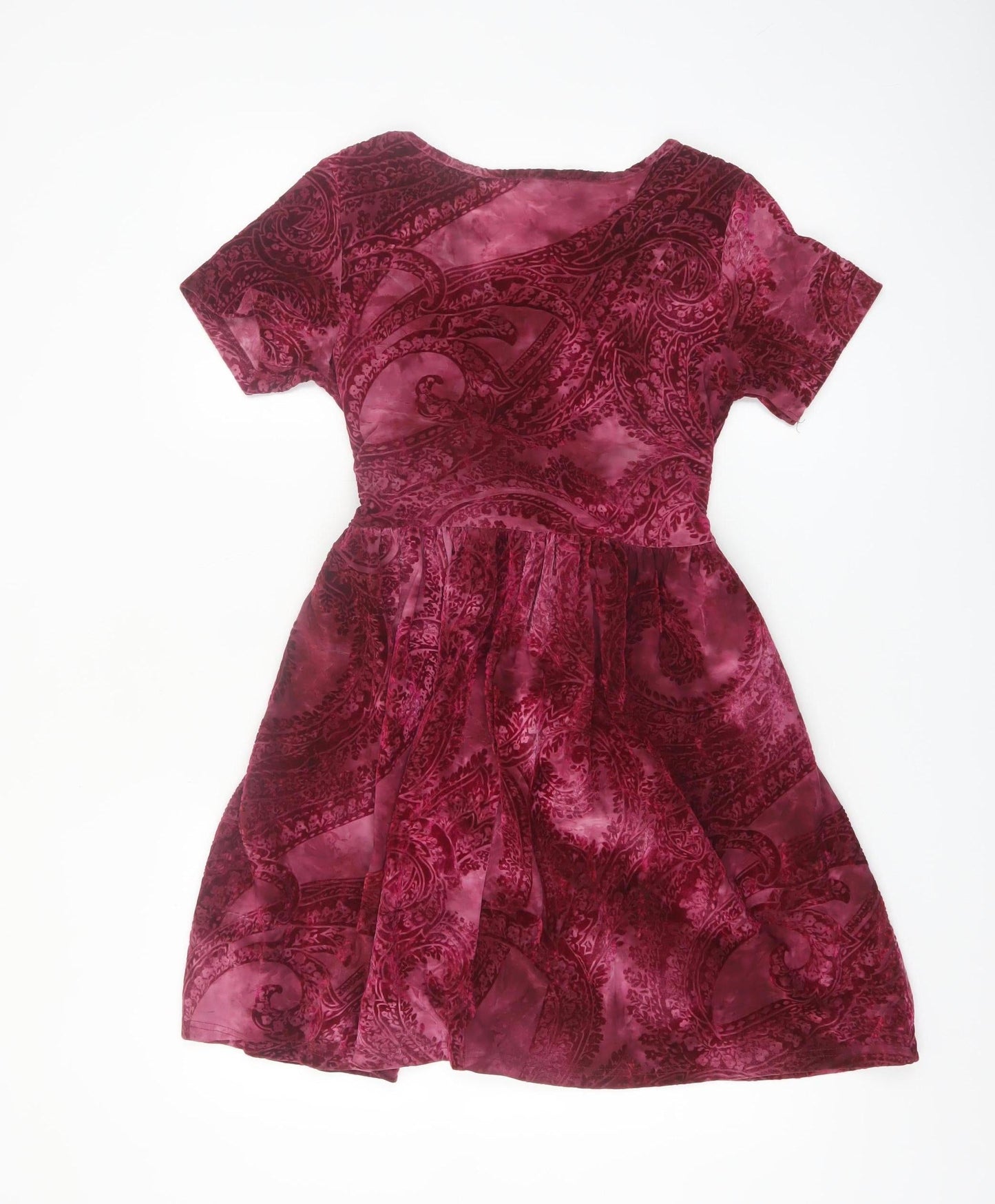 MINKPINK Women Red Paisley Fit & Flare Velvet Dress XS