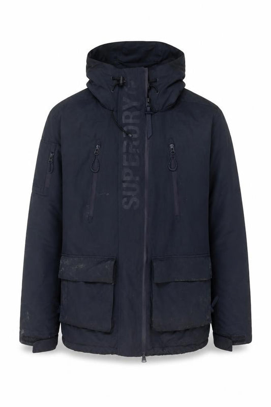 Superdry Men's Blue 2XL Hooded Lined Parka Jacket