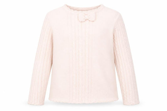 Laru Girls Pink Acrylic Bow Jumper 8 Years Long Sleeve Knitwear