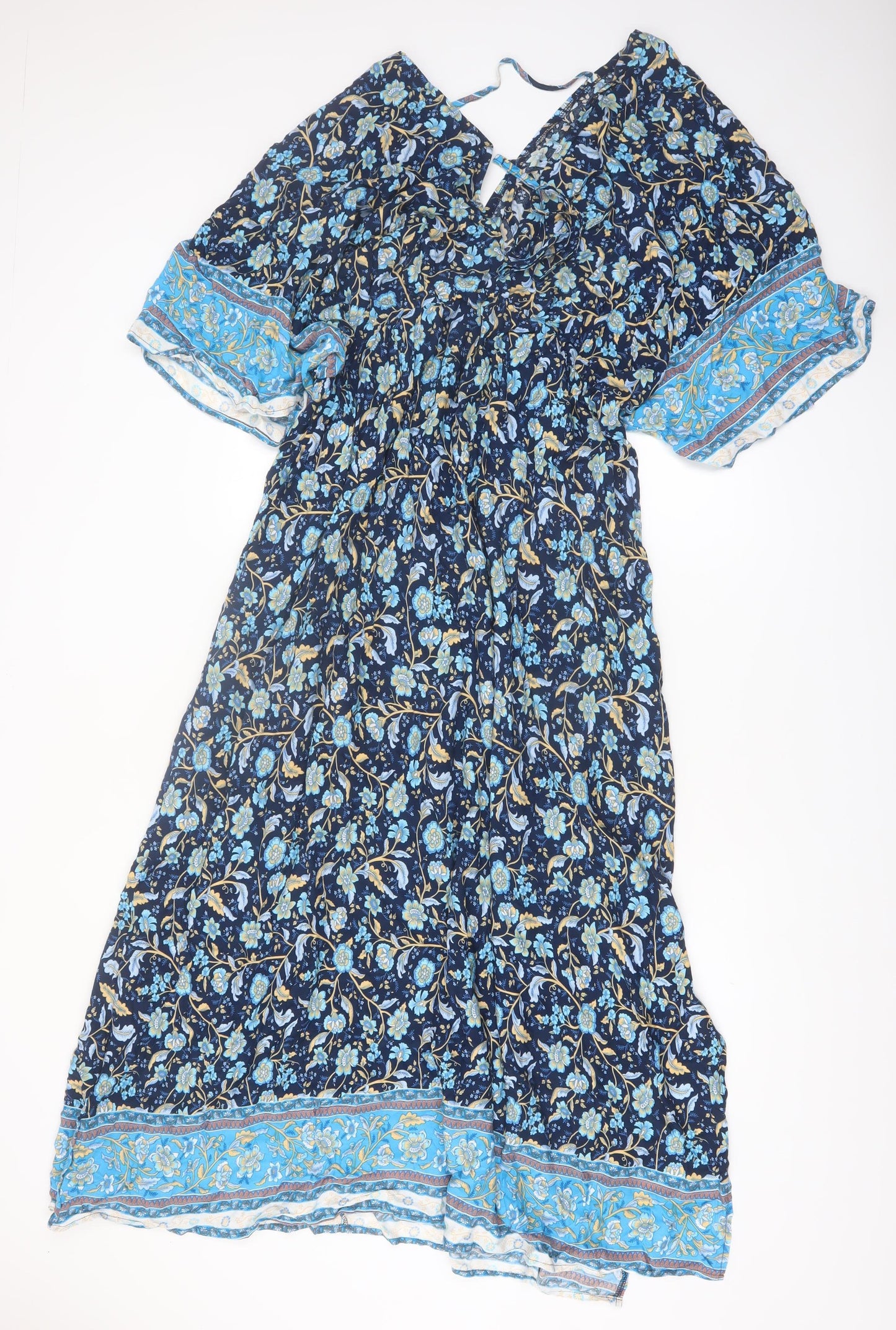 Lishly Curve Women’s Blue Floral Bohemian Midi Dress 2XL