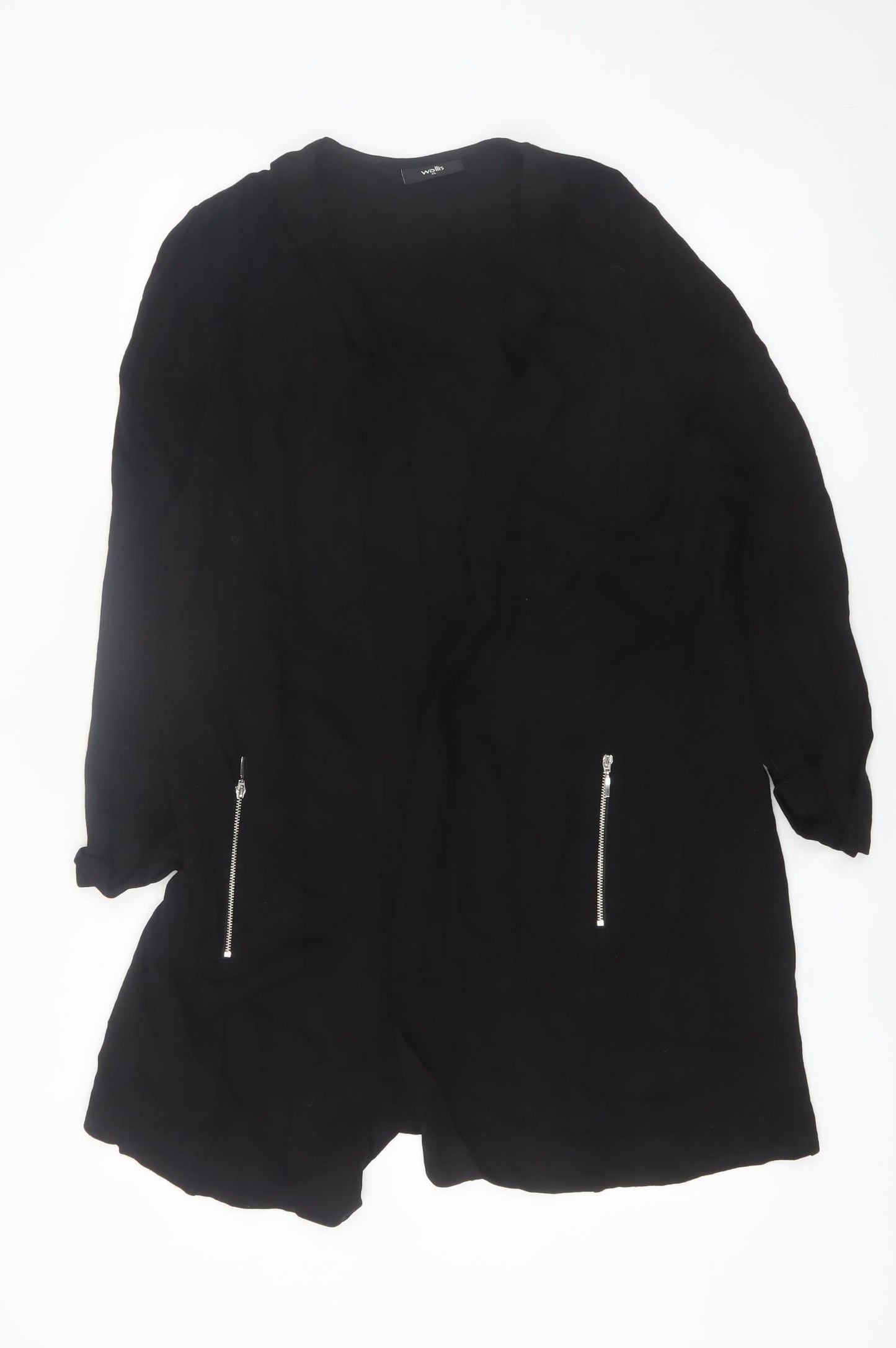 Wallis Womens Black XL Long Sleeve Zip Pocket Open Cardigan
