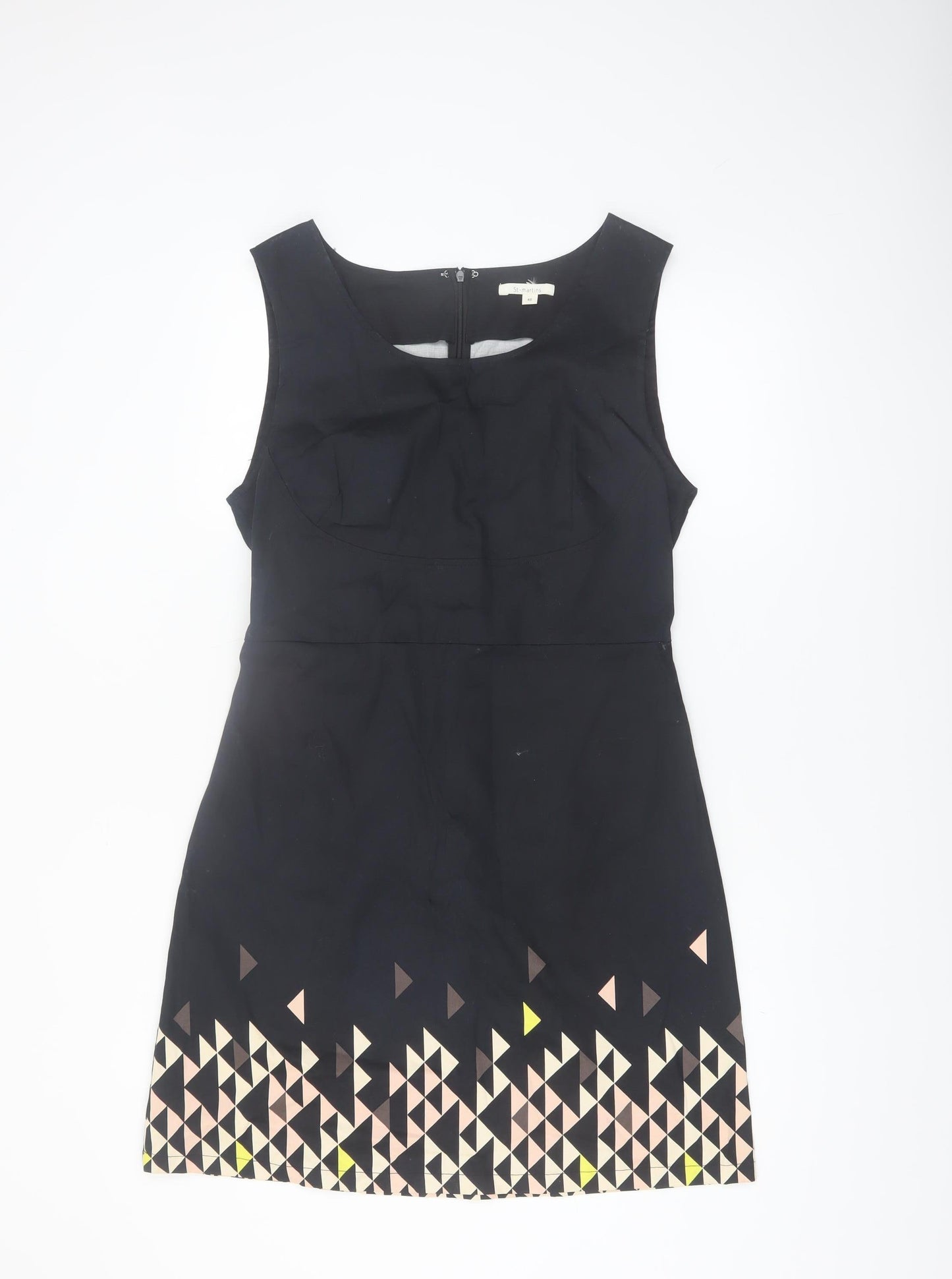 St-martins Women Black Geometric Shift Dress Size 12