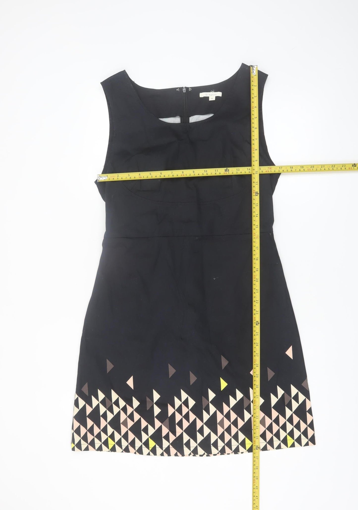 St-martins Women Black Geometric Shift Dress Size 12