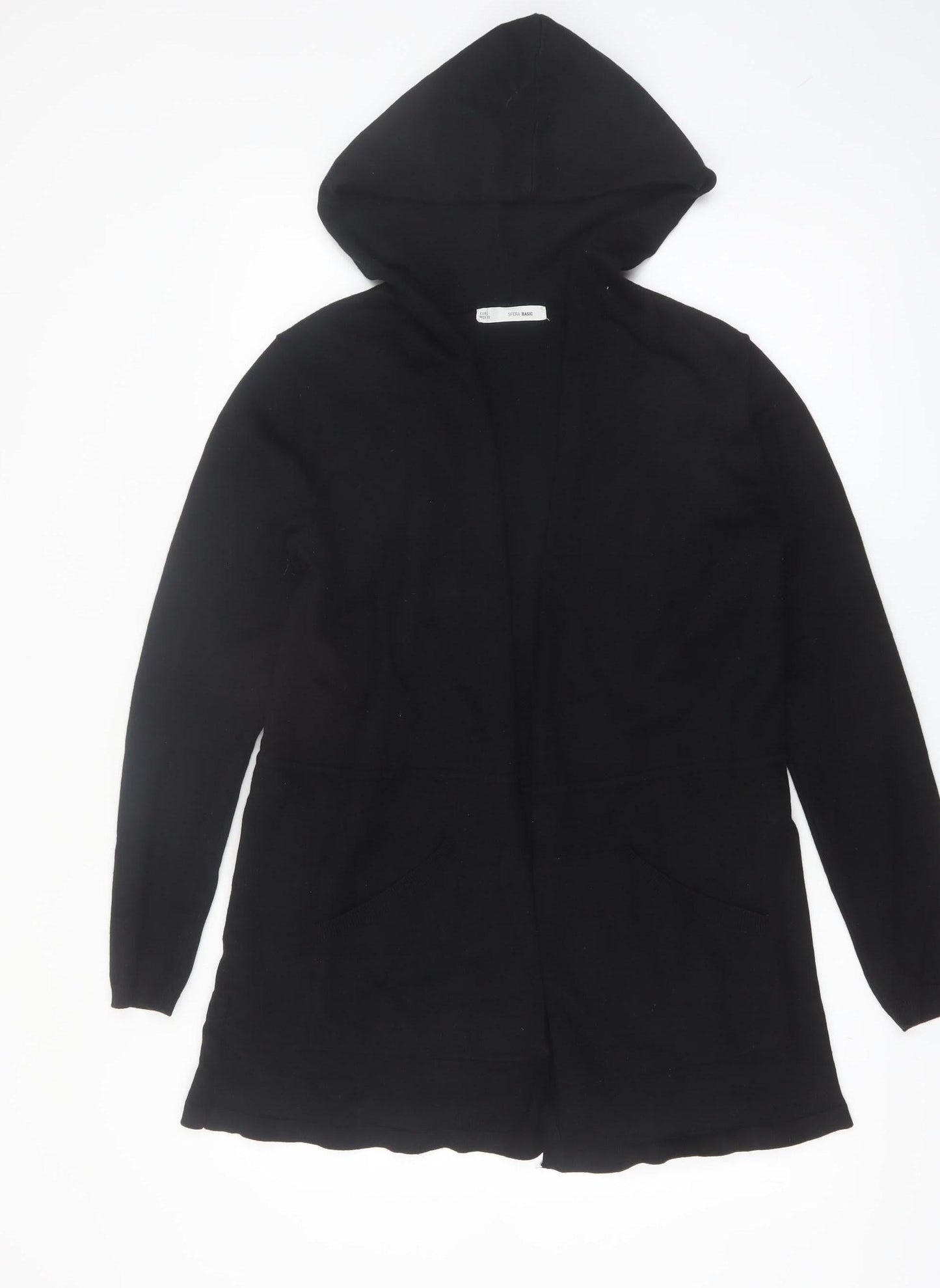 Sfera Women Black Hooded Longline Cardigan Size 14