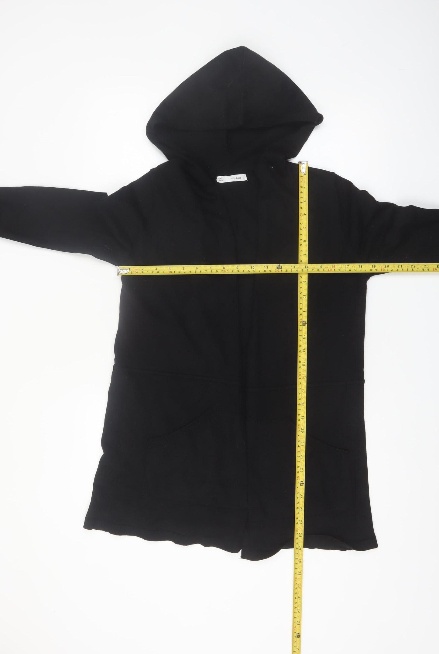 Sfera Women Black Hooded Longline Cardigan Size 14