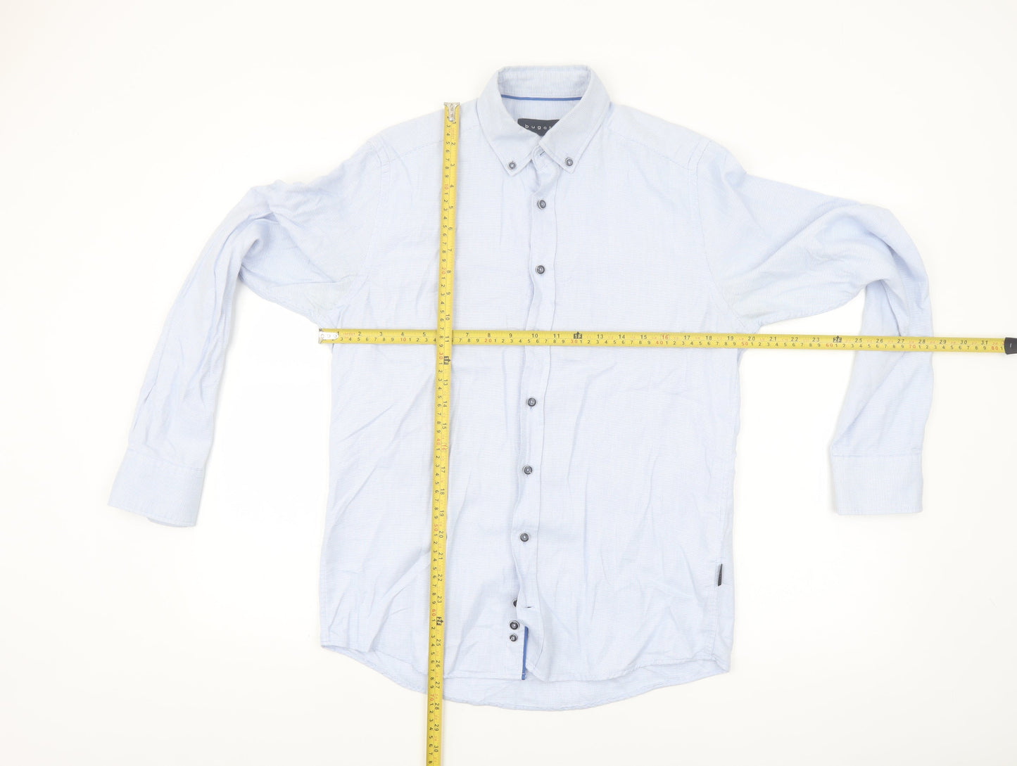 Bugatti Men’s Blue Long Sleeve Regular Fit Button-Down Shirt S