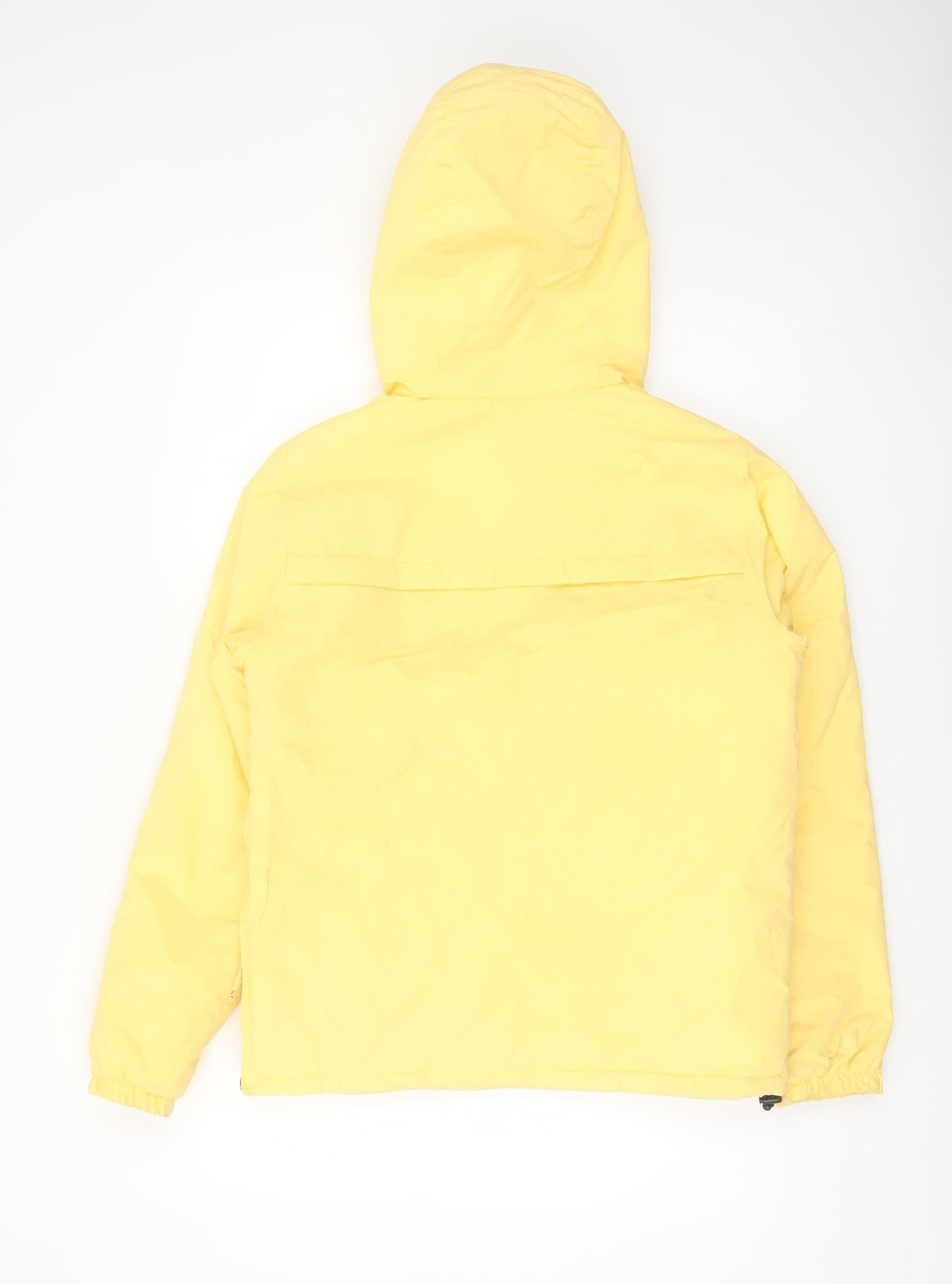 Pull & Bear Women Yellow Hooded Anorak Jacket Size 10 Polyester Mid-Length