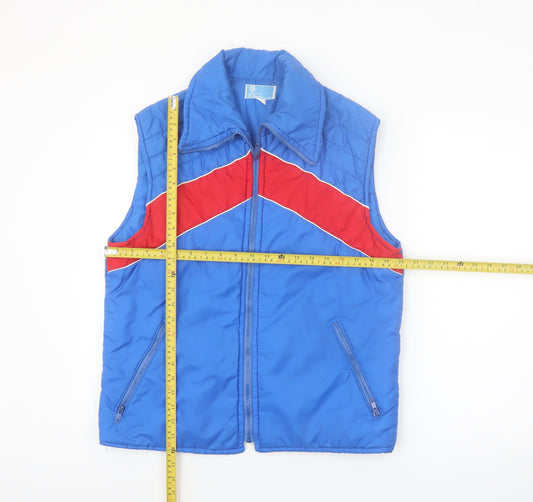 JCPenney Men's Blue Red Retro Ski Puffer Waistcoat M