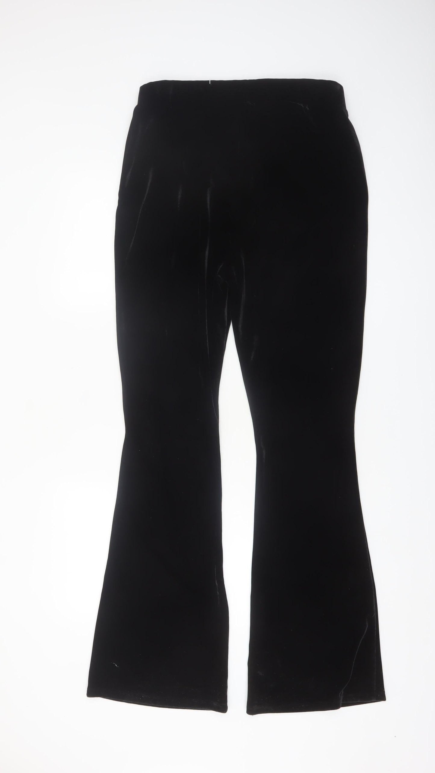 Primark Womens Black Velvet Flared Stretch Trousers Size L