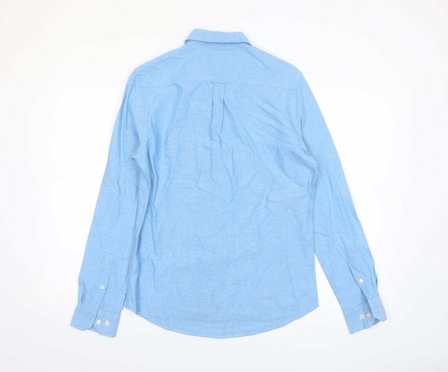 Burton Menswear London Blue Cotton Linen Button-Up Shirt Men S