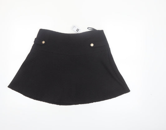 Dunnes Women Black Tweed A-Line Short Skirt Size 14