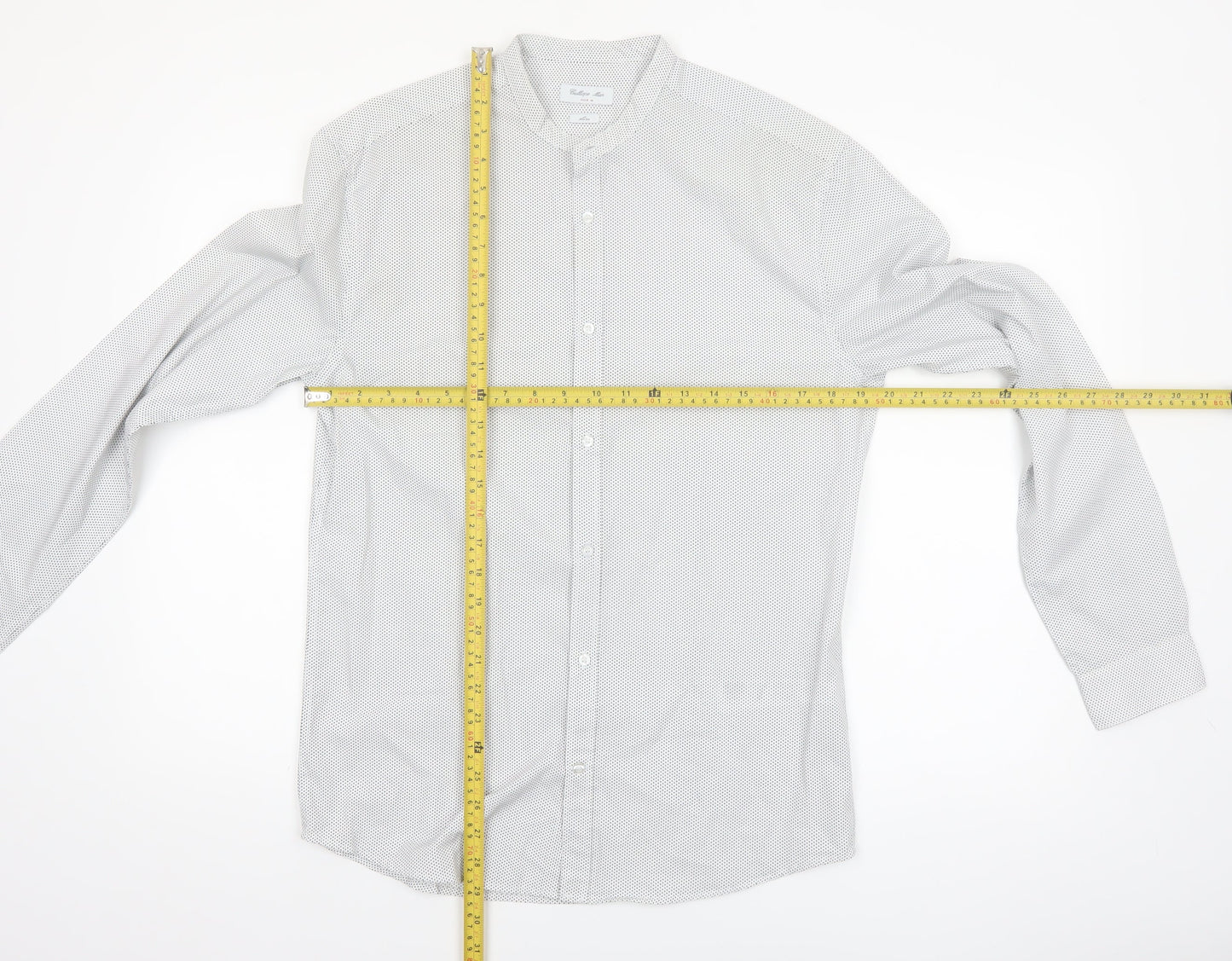 Calliope Man Men's White Polka Dot Slim Fit Long Sleeve Button-Up Shirt M