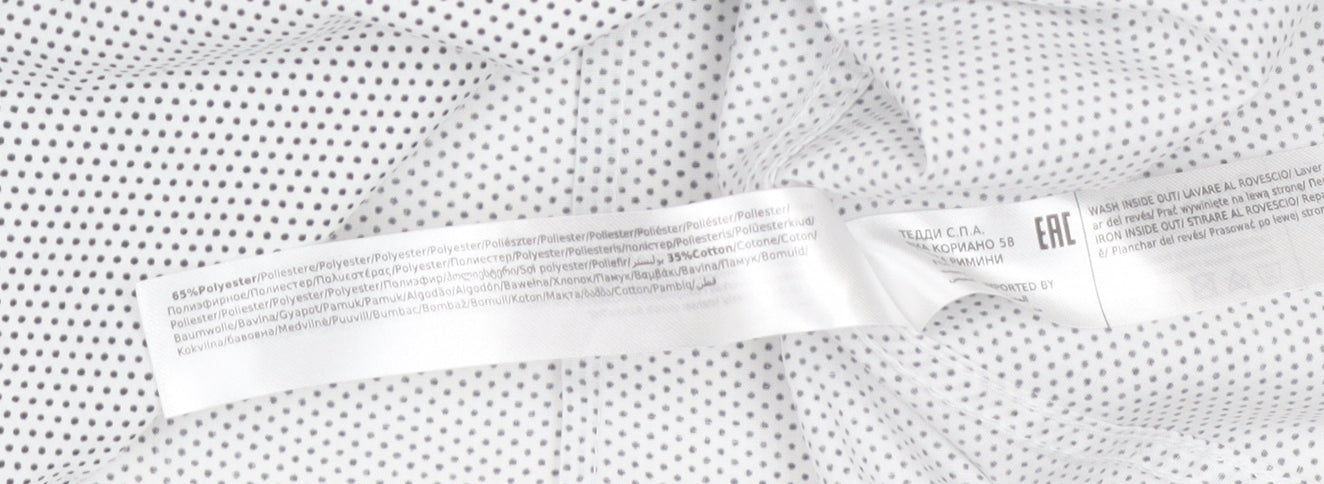 Calliope Man Men's White Polka Dot Slim Fit Long Sleeve Button-Up Shirt M