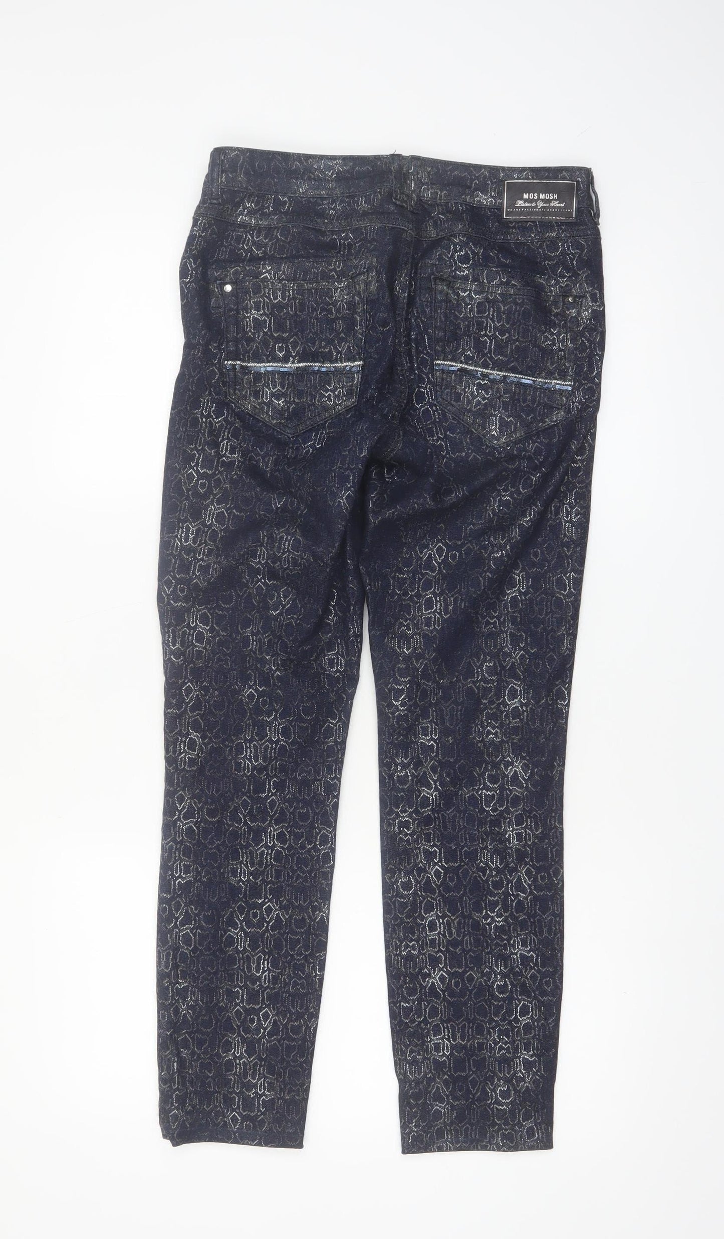 Mos Mosh Womens Blue Snake Print Naomi Cobra Jeans Size 26 Cotton Blend