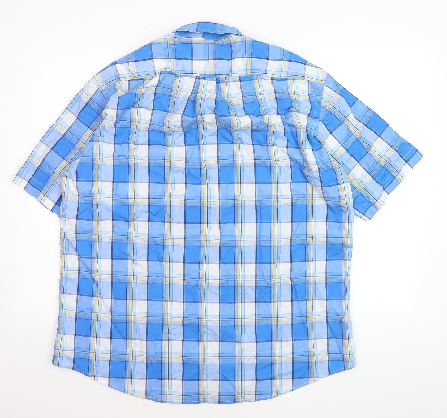 Peter England Men's Blue Check Short Sleeve Button-Up Shirt XL