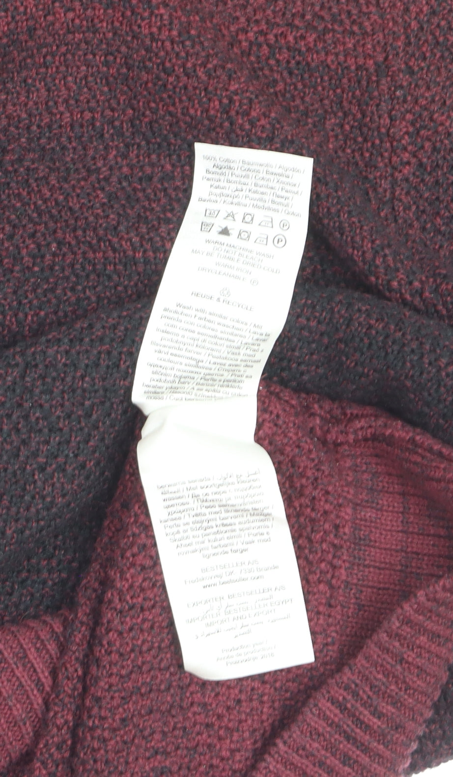 Jack & Jones Men’s Red Knit Cotton Jumper Size L Crew Neck Pullover