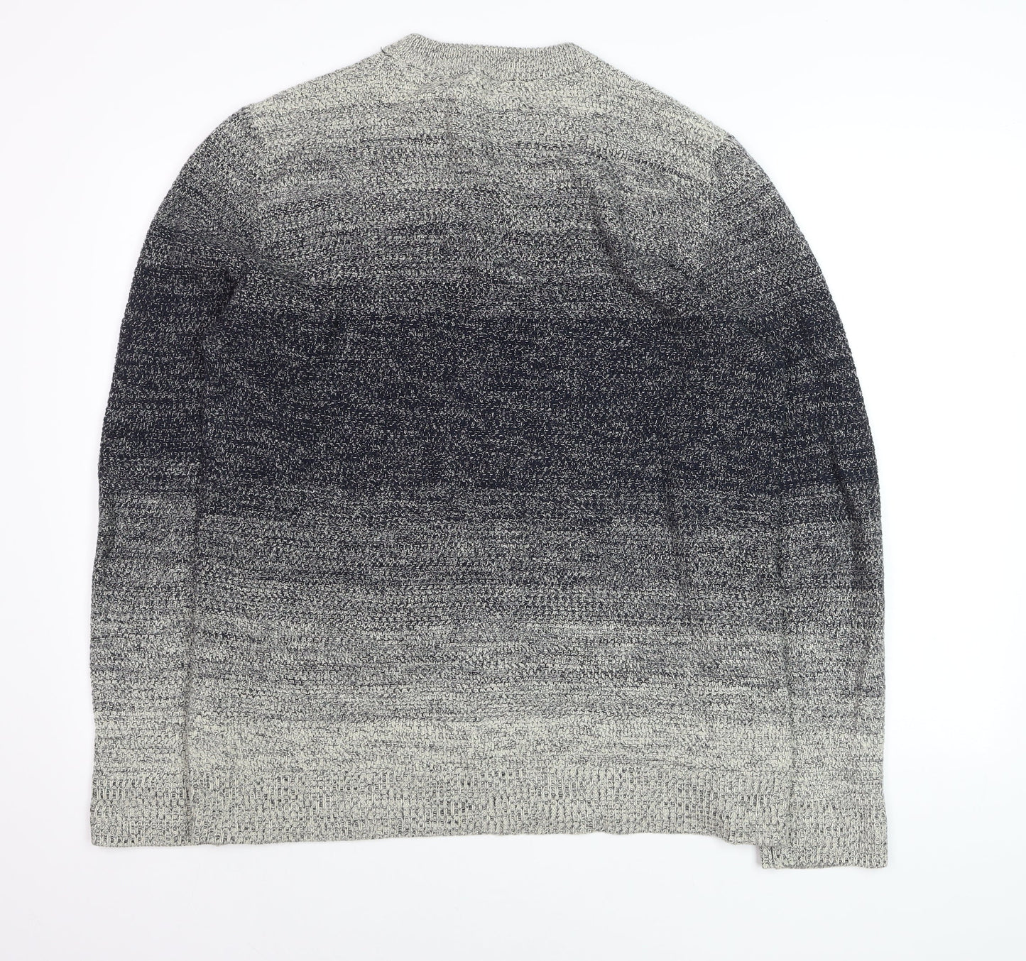 Jack & Jones Men's Grey Ombre Knit Cotton Jumper Size L