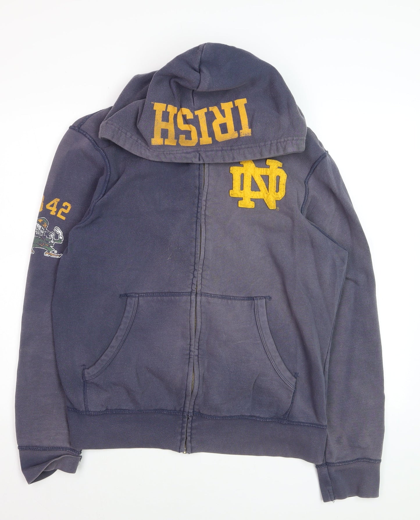 College Vault Men's Blue Full Zip Hoodie L Vintage Sports Logo