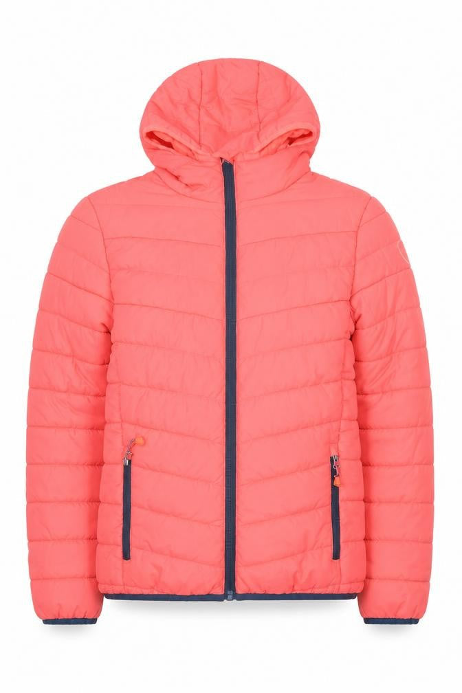 Front view of McKINLEY girls’ pink hooded puffer jacket 12 years polyester mid-length