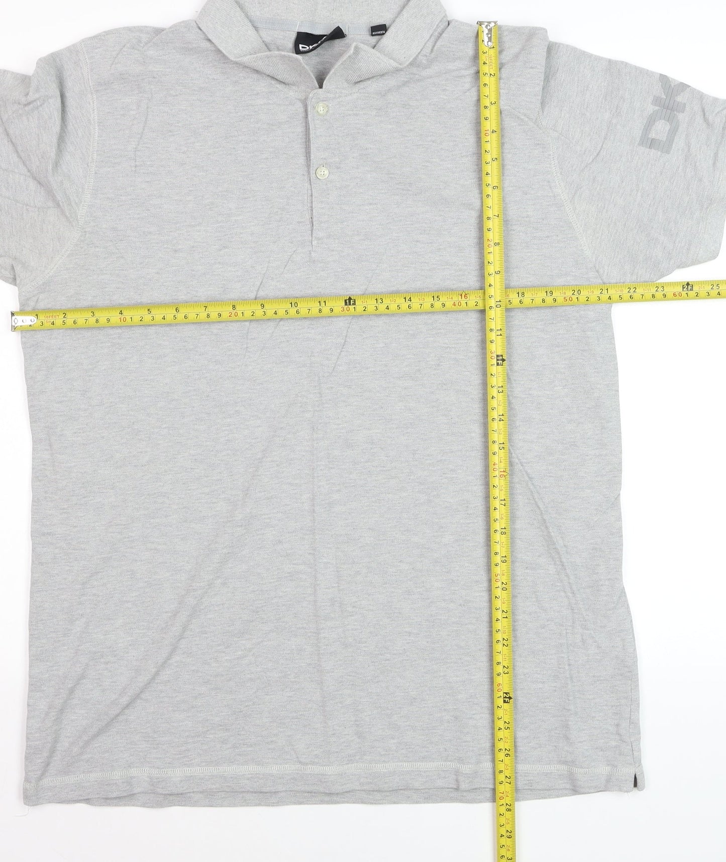DKNY Men's Grey Cotton Short Sleeve Polo Shirt XL