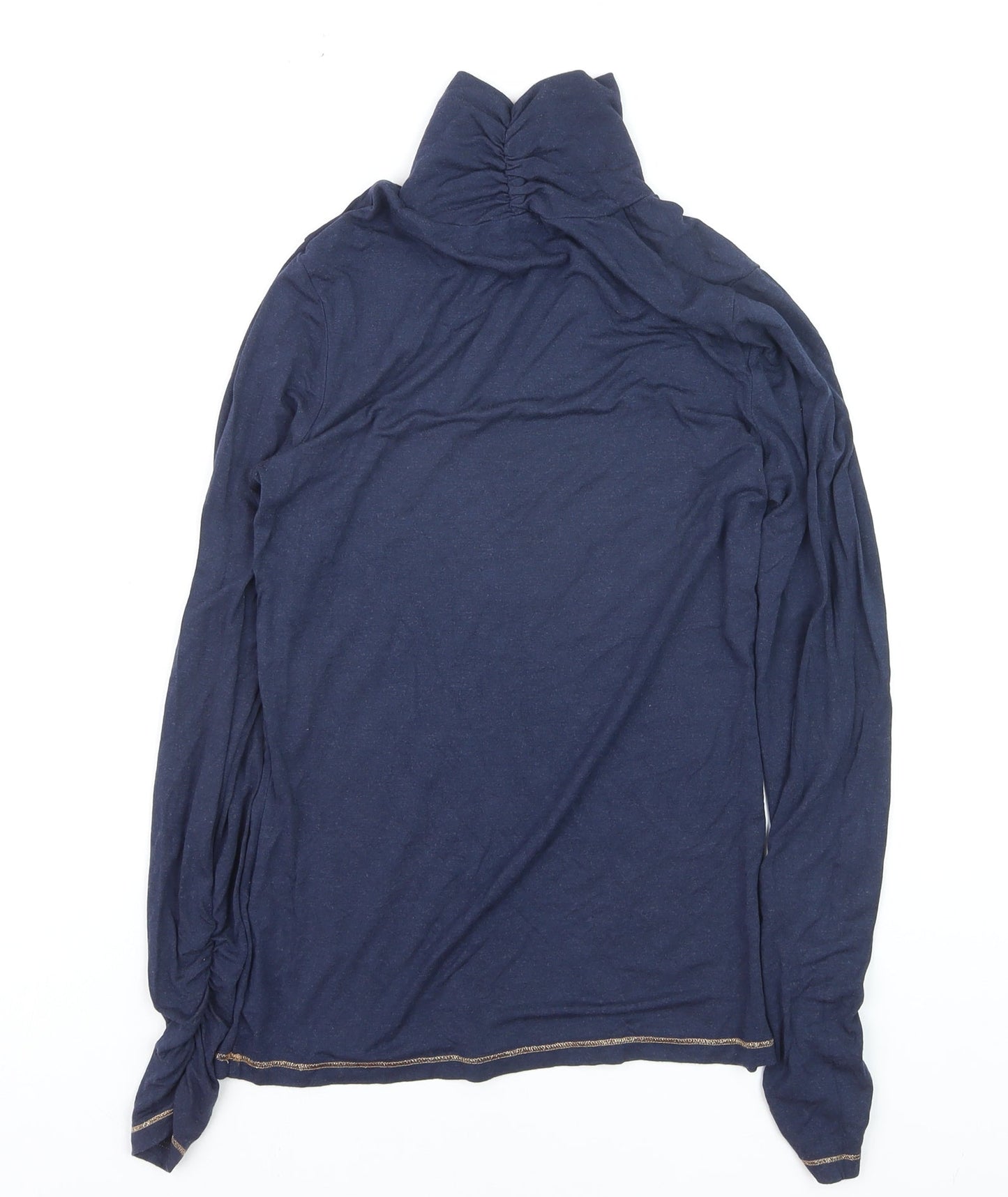 Oliver Bonas Women's Blue Roll Neck Long Sleeve Cotton Jumper Size 8