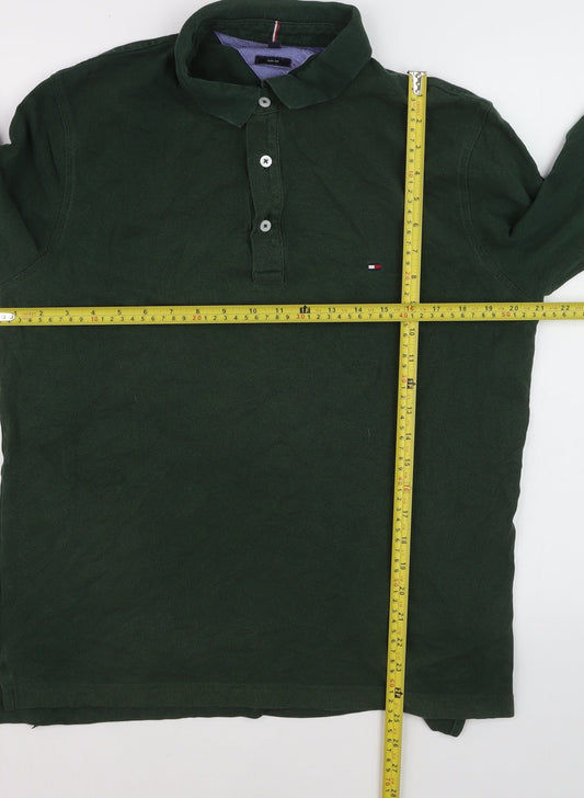 Tommy Hilfiger Men's Green Long Sleeve Slim Fit Polo Shirt XL