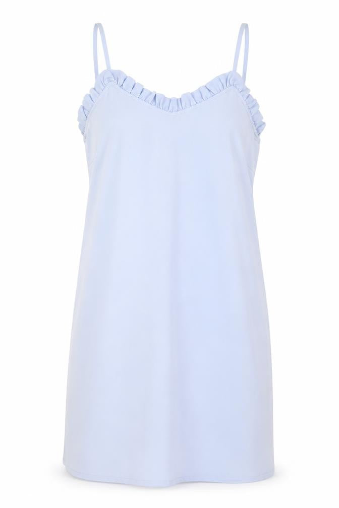 Topshop Women’s Blue Slip Dress Size 10 Ruffle V-Neck Sleeveless