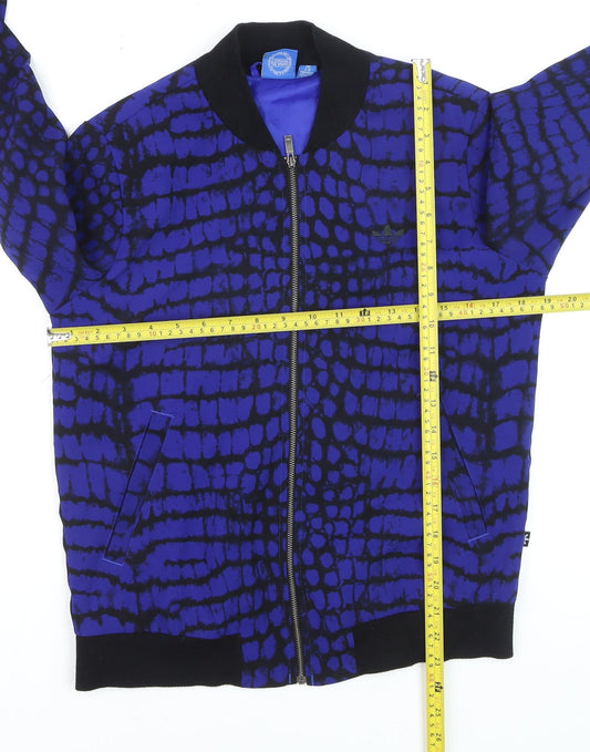 Adidas Men's Blue Animal Print Bomber Jacket Size S