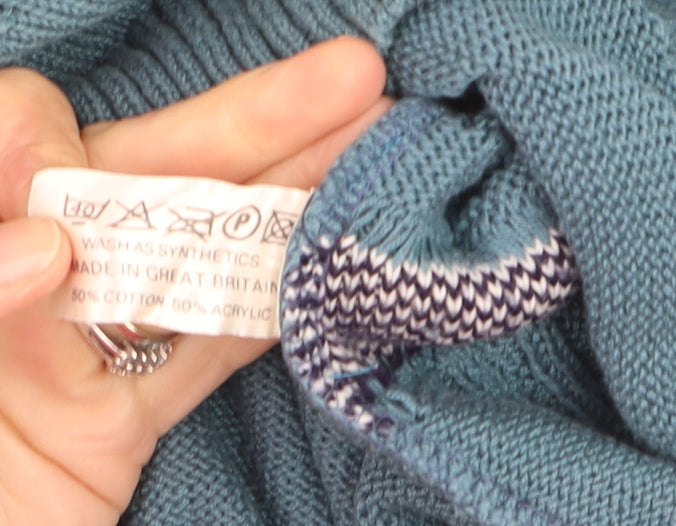 Greenwoods Men’s Blue Argyle Knit V-Neck Pullover Jumper XL