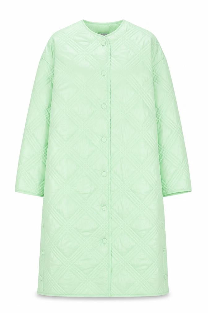 Principles Women's Green Quilted Long Coat Size 12