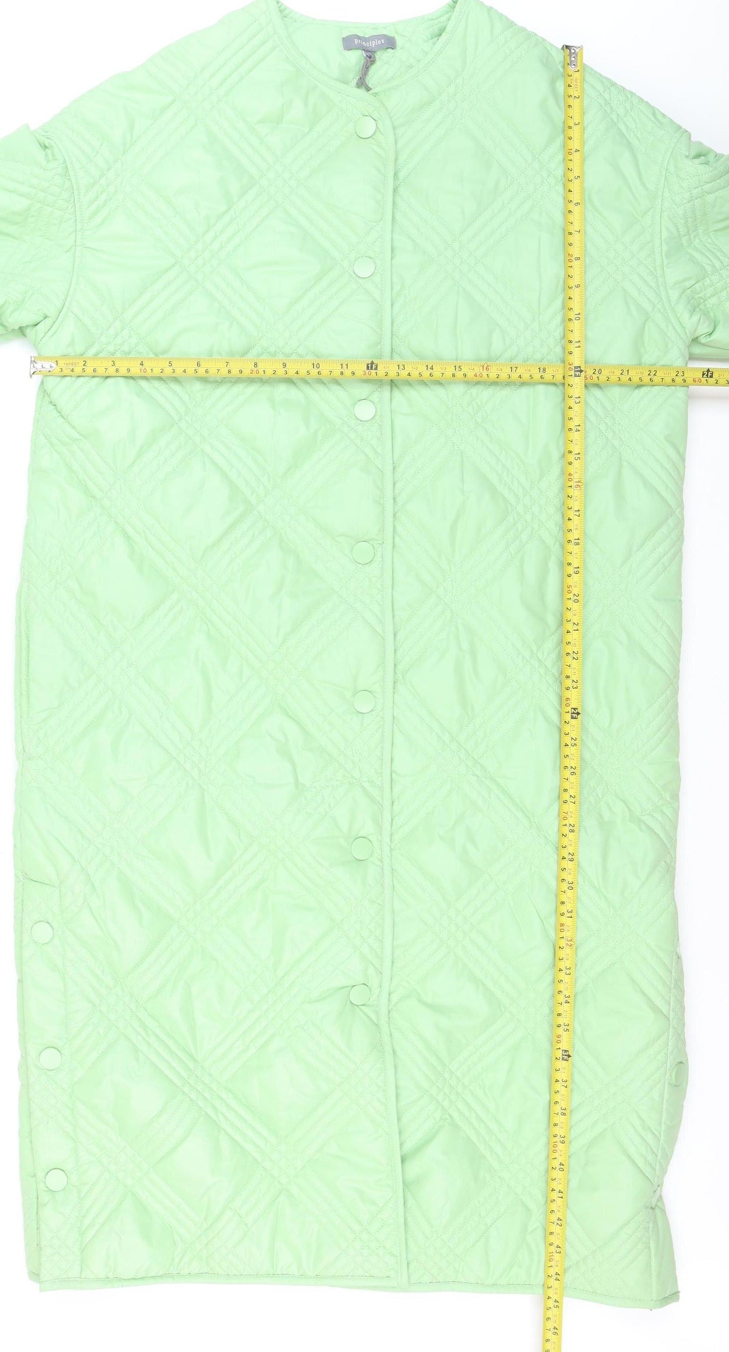 Principles Women's Green Quilted Long Coat Size 12