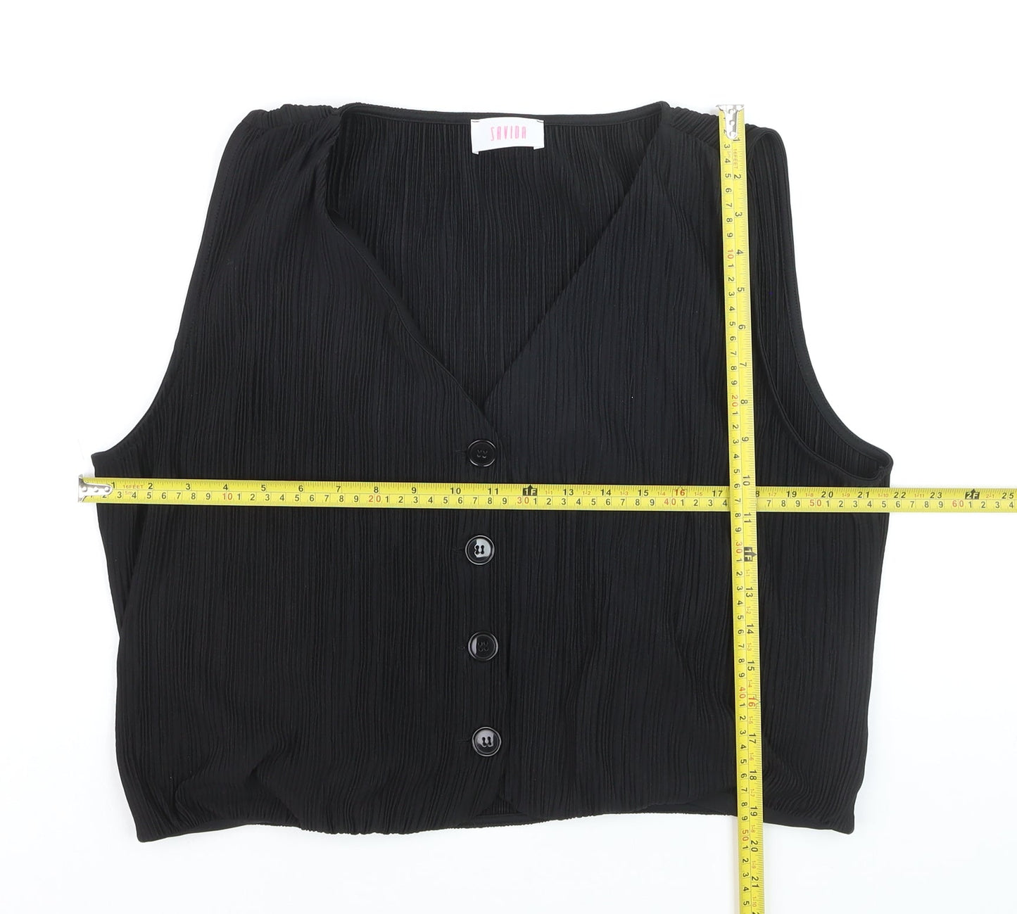 Savida Women's Black Cropped Sleeveless Blouse Size 16
