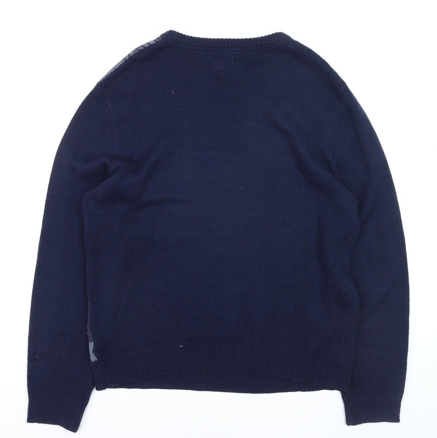 Soviet Men's Blue Camouflage Knit Crew Neck Jumper XL