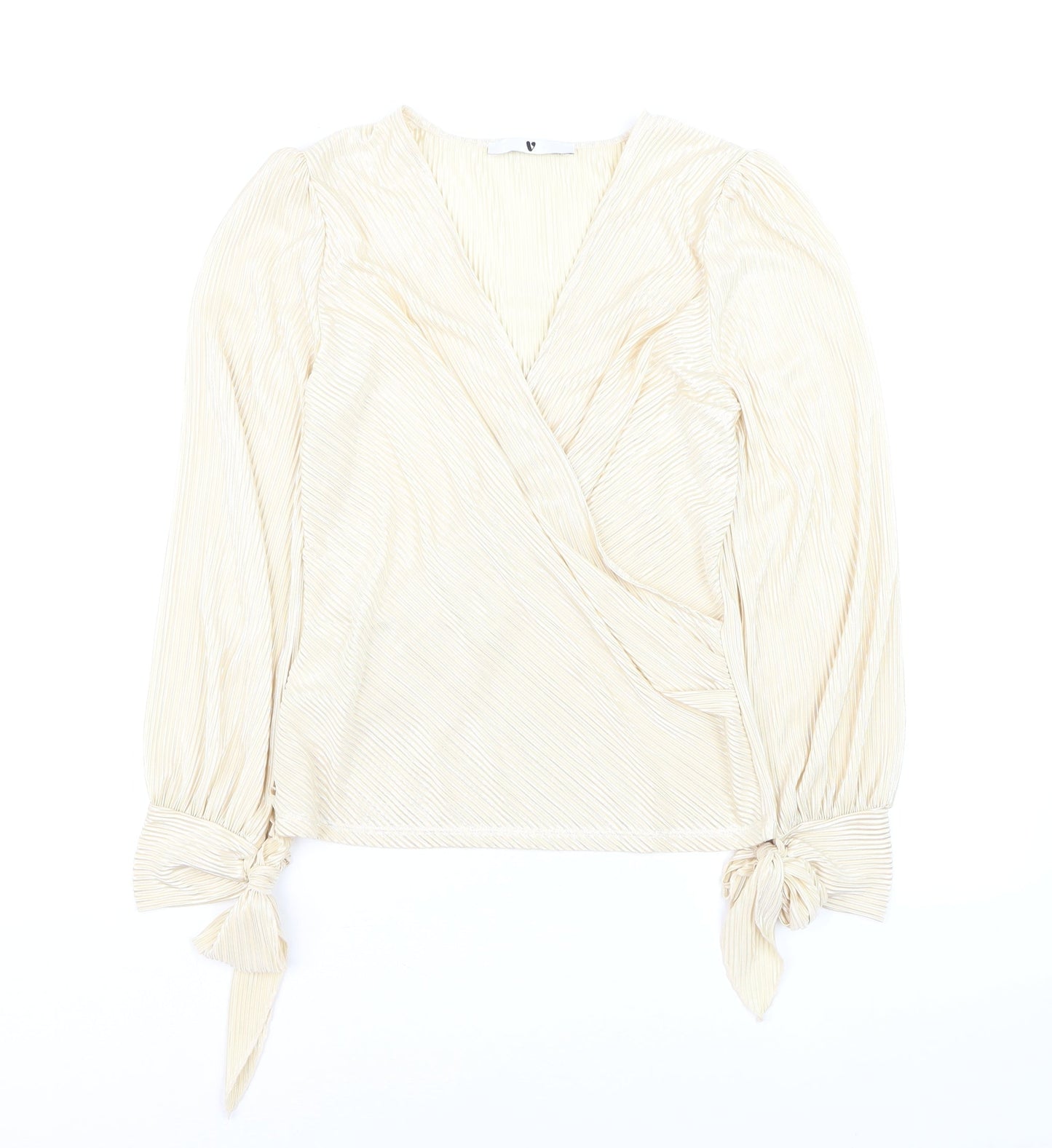 V by Very Women’s Beige Wrap Blouse Size 8 Long Sleeve