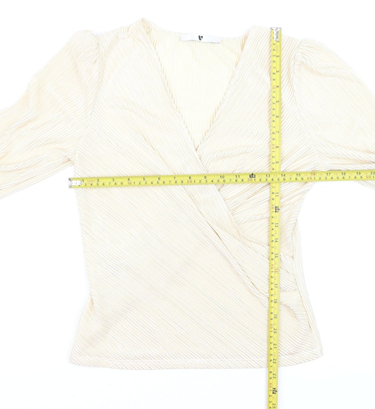 V by Very Women’s Beige Wrap Blouse Size 8 Long Sleeve