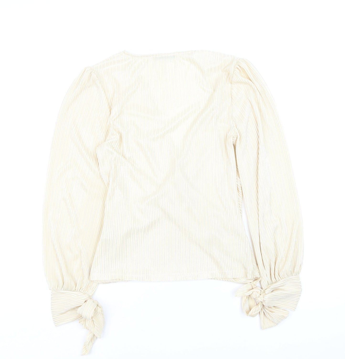 V by Very Women’s Beige Wrap Blouse Size 8 Long Sleeve