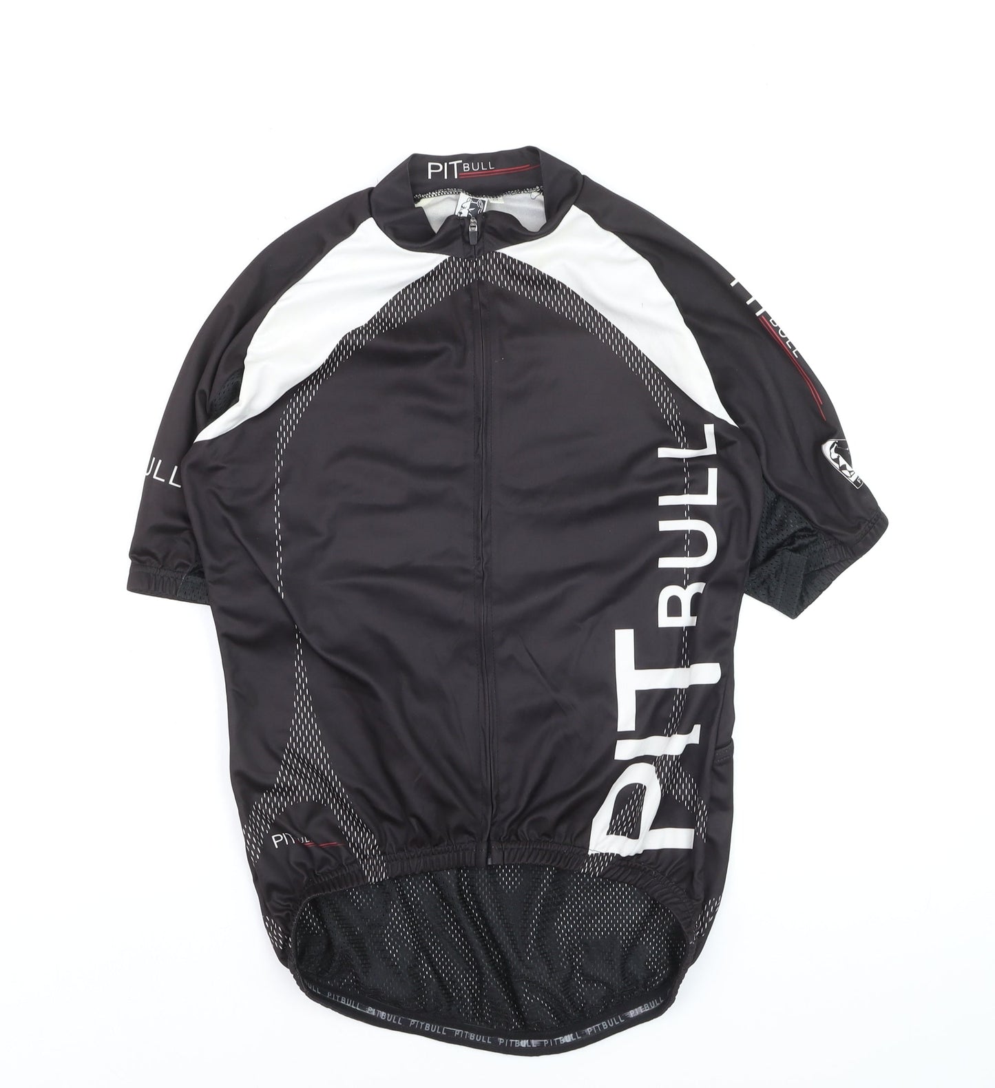 Pitbull Men’s Black Cycling Jersey M Full Zip Athletic Fit