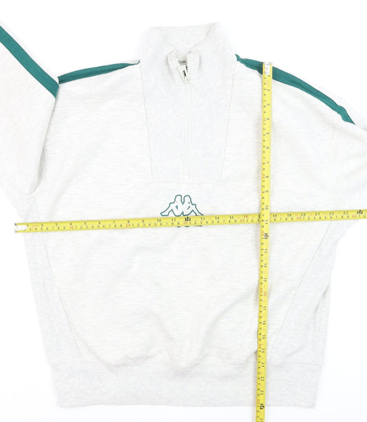 Kappa Men's Grey 1/4 Zip Sweatshirt XS Sports Logo Training Top
