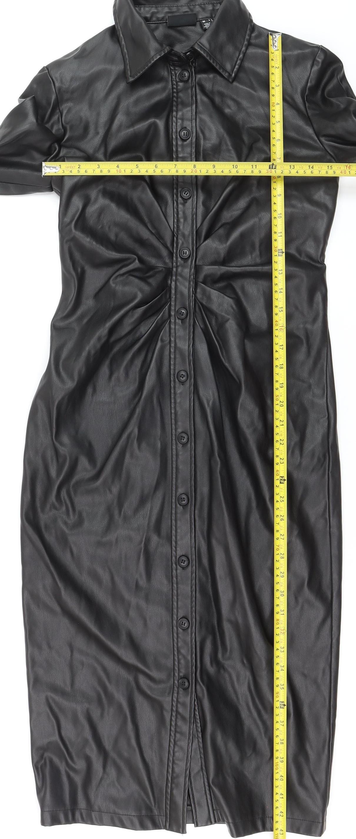 Vero Moda Womens Black Faux Leather Long Trench Coat S